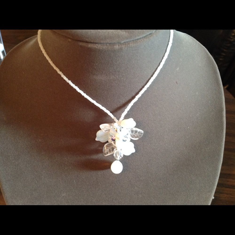 QVC Glass beaded necklace with flower
